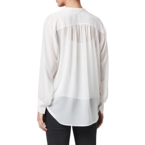 All saints women’s ivory sheer twisted cross over long sleeves minimalist top M - Picture 8 of 15
